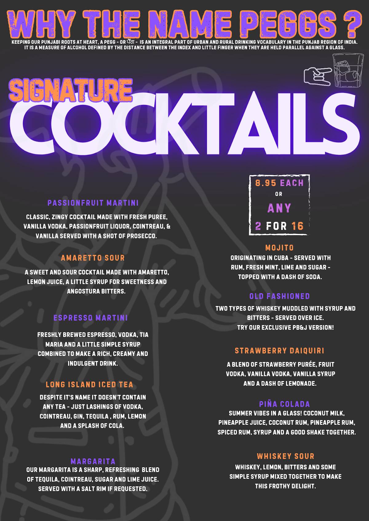 Menu at Peggs Bar & Street Food, Swadlincote
