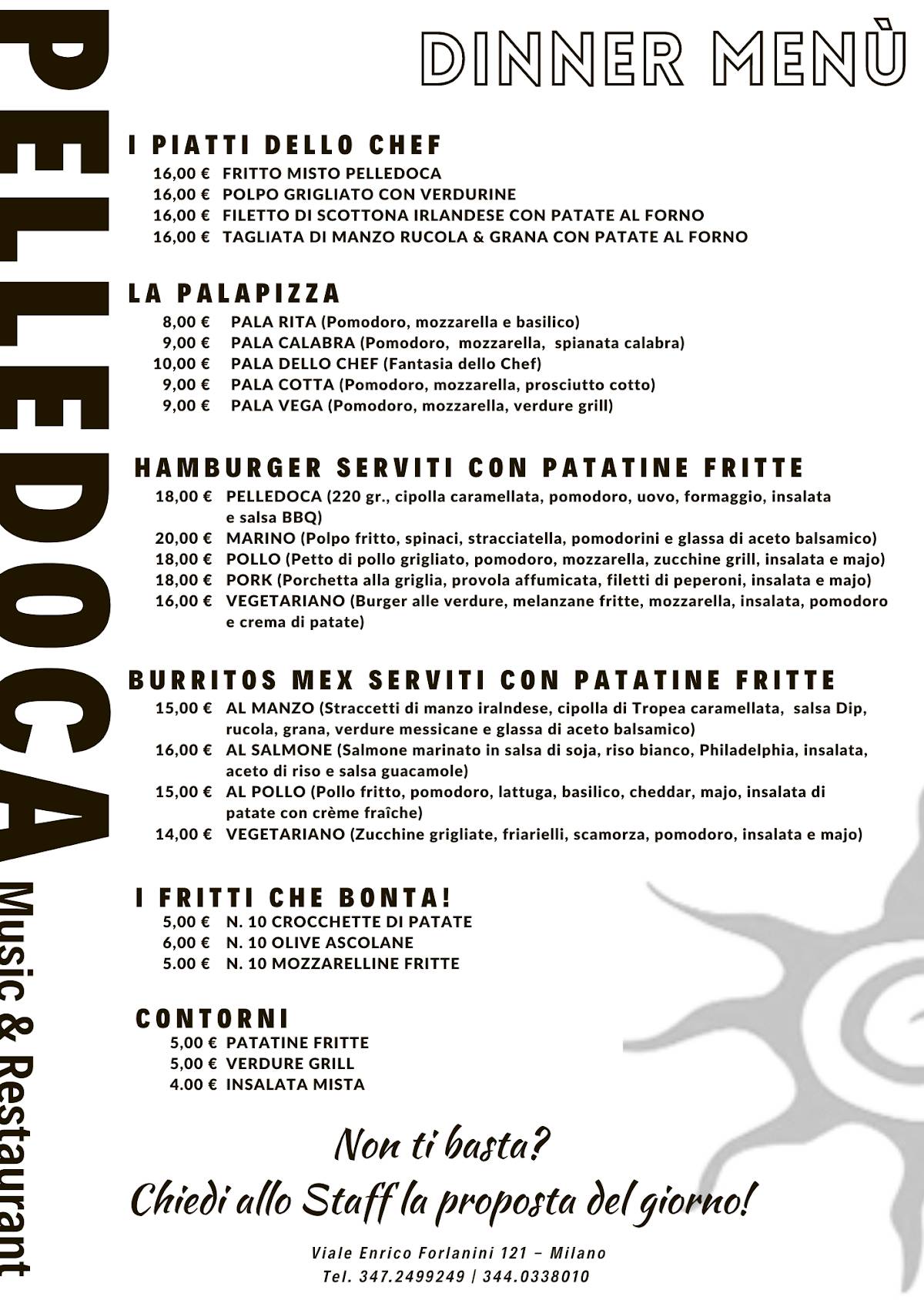 Menu di Pelledoca Music & Restaurant 