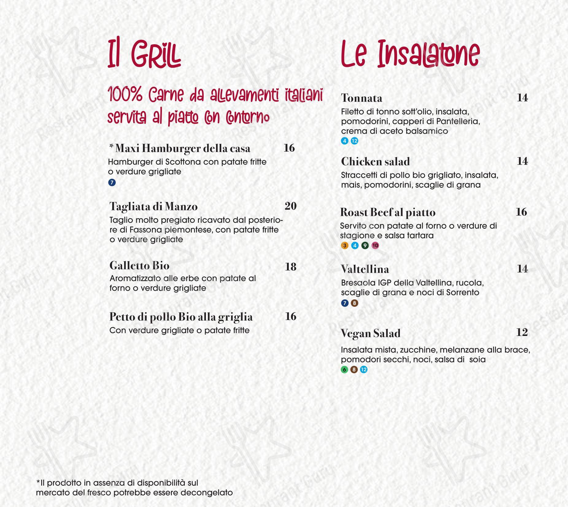 Menu per Peperino e Milano in Milano
