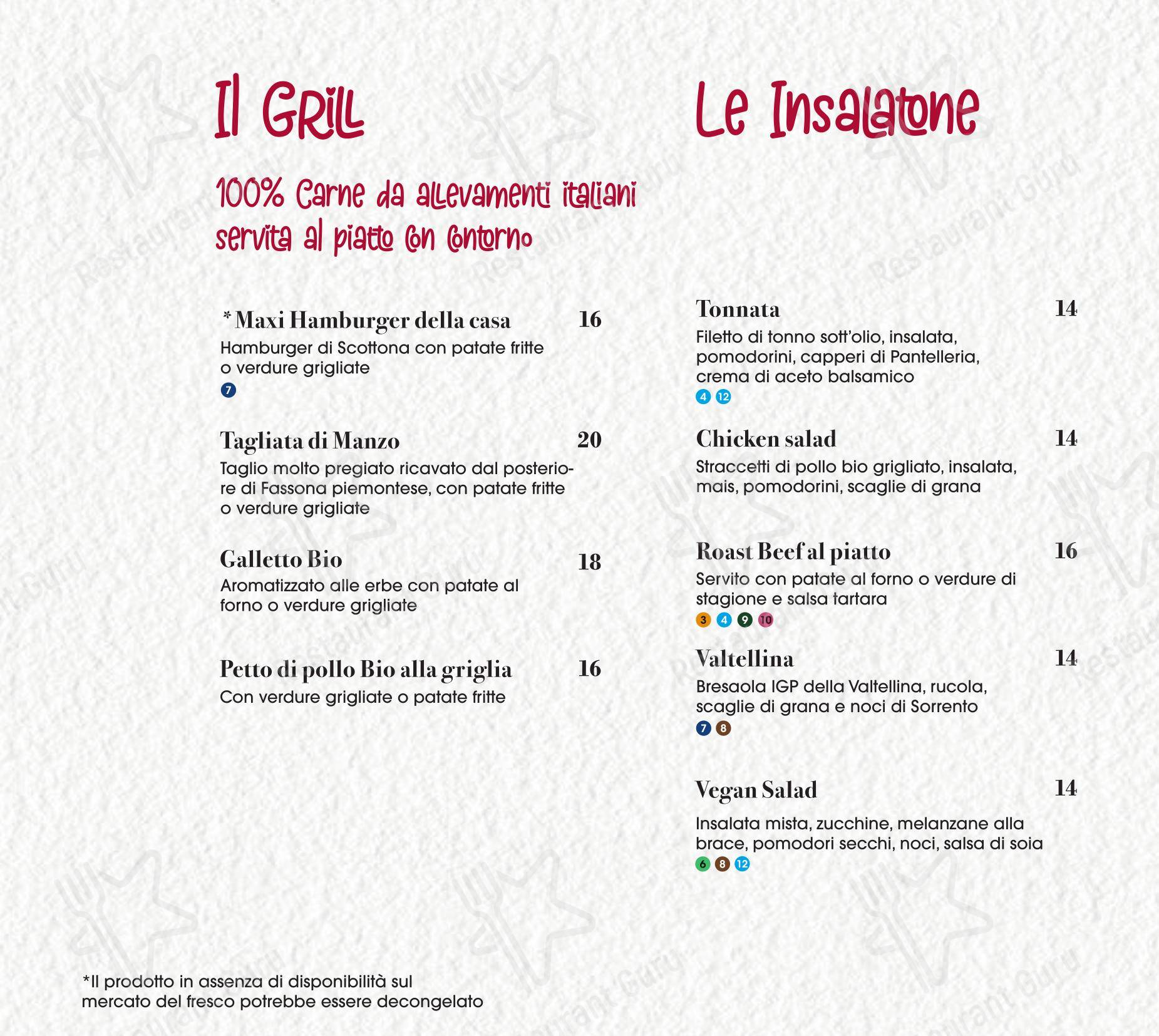 Menu bar per Peperino e Milano pizzeria