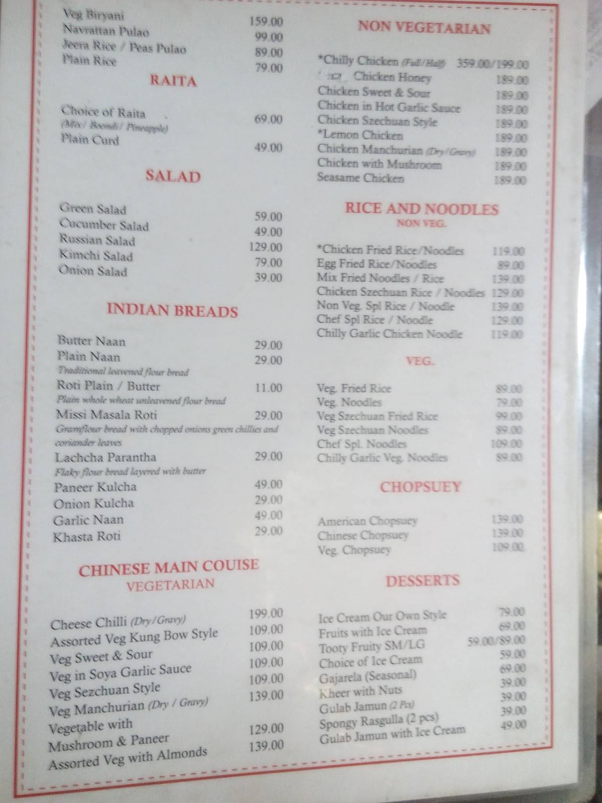 Menu at Pepper N Salt Restaurant, Dharamshala