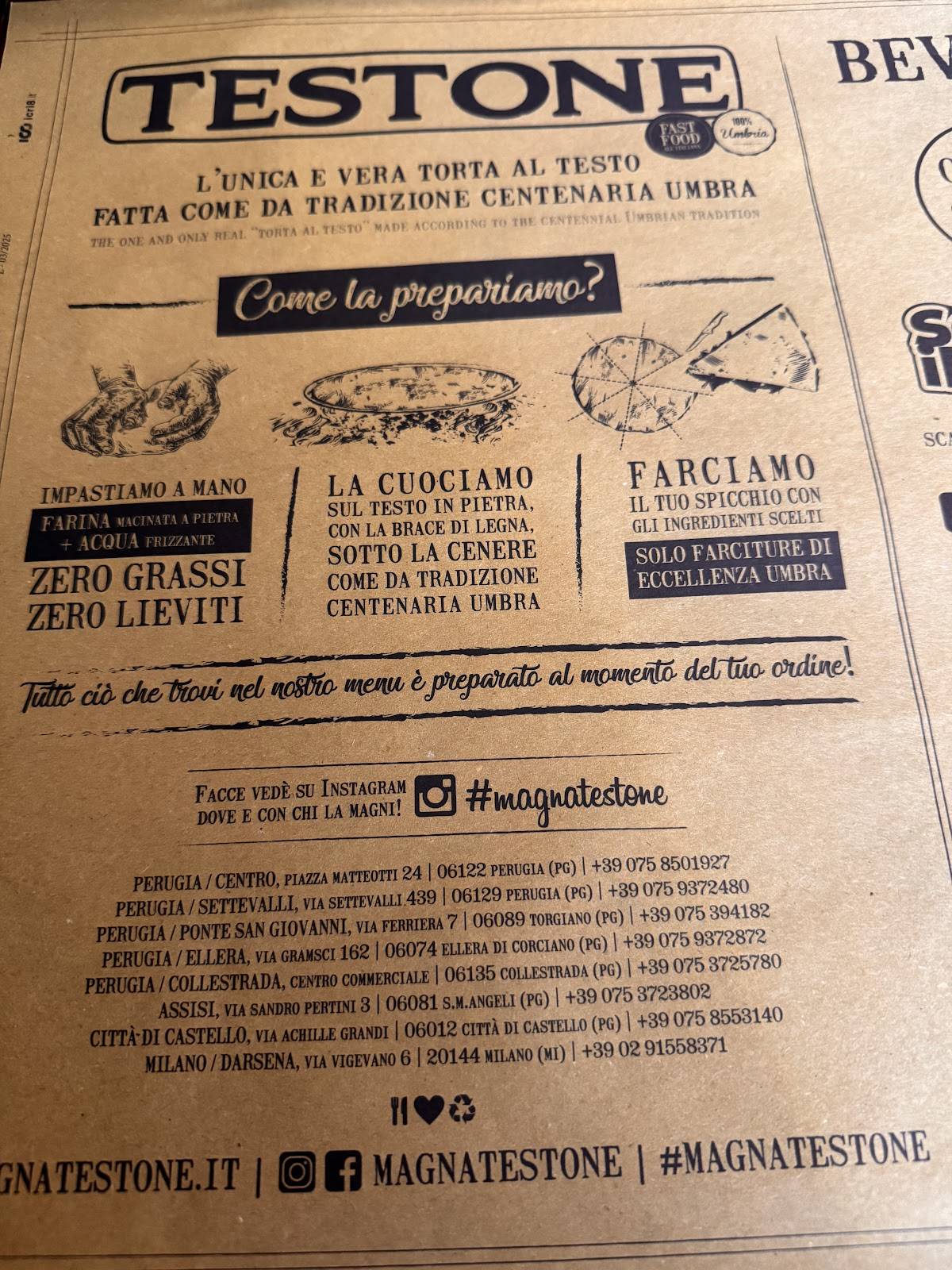 Menu di Testone Perugia Centro Storico 