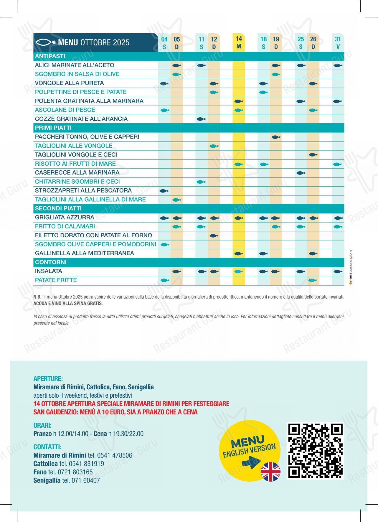 Menu di PesceAzzurro Fano - Основное меню