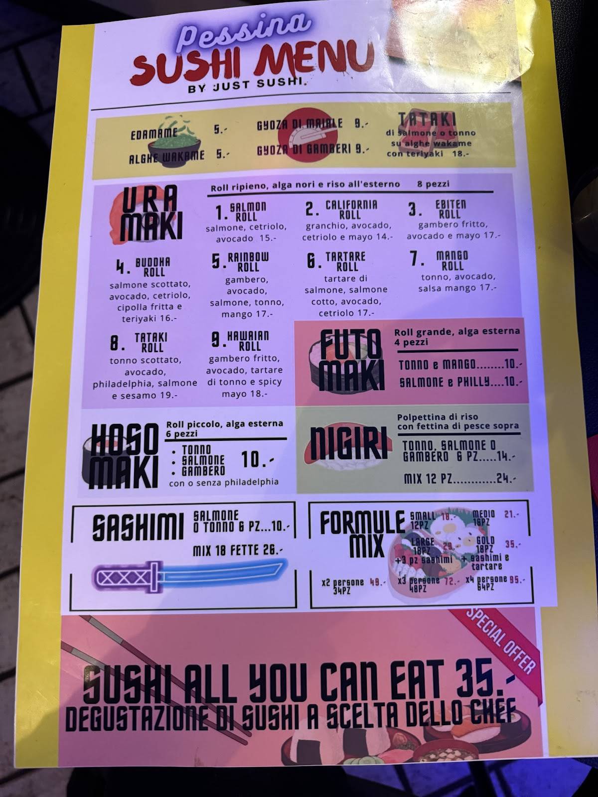 Menu di Pessina Poke-Sushi-Bar 