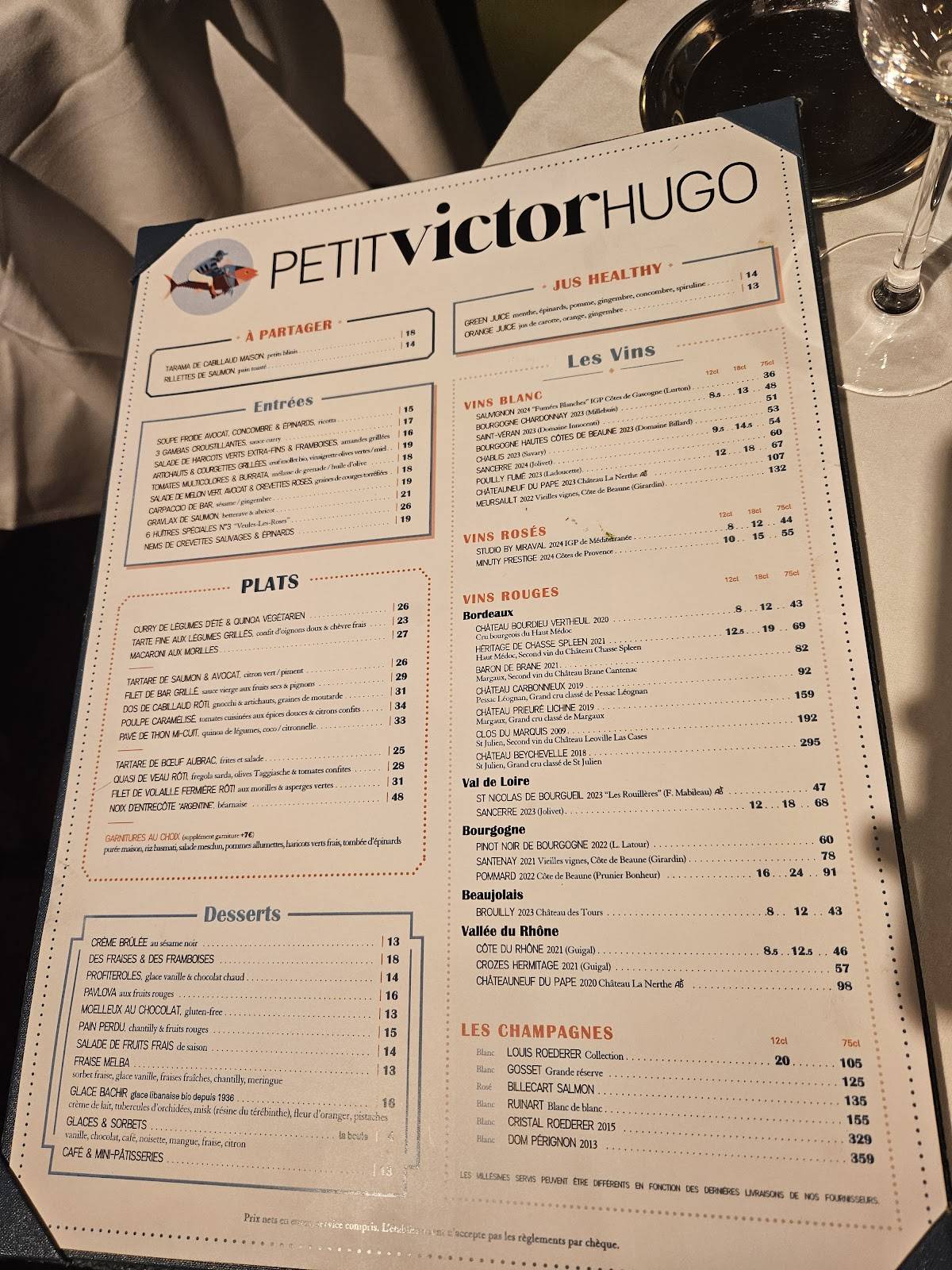 Menu de Petit Victor Hugo (PVH)