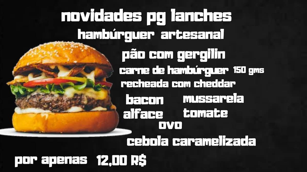 PG Lanches cardápio