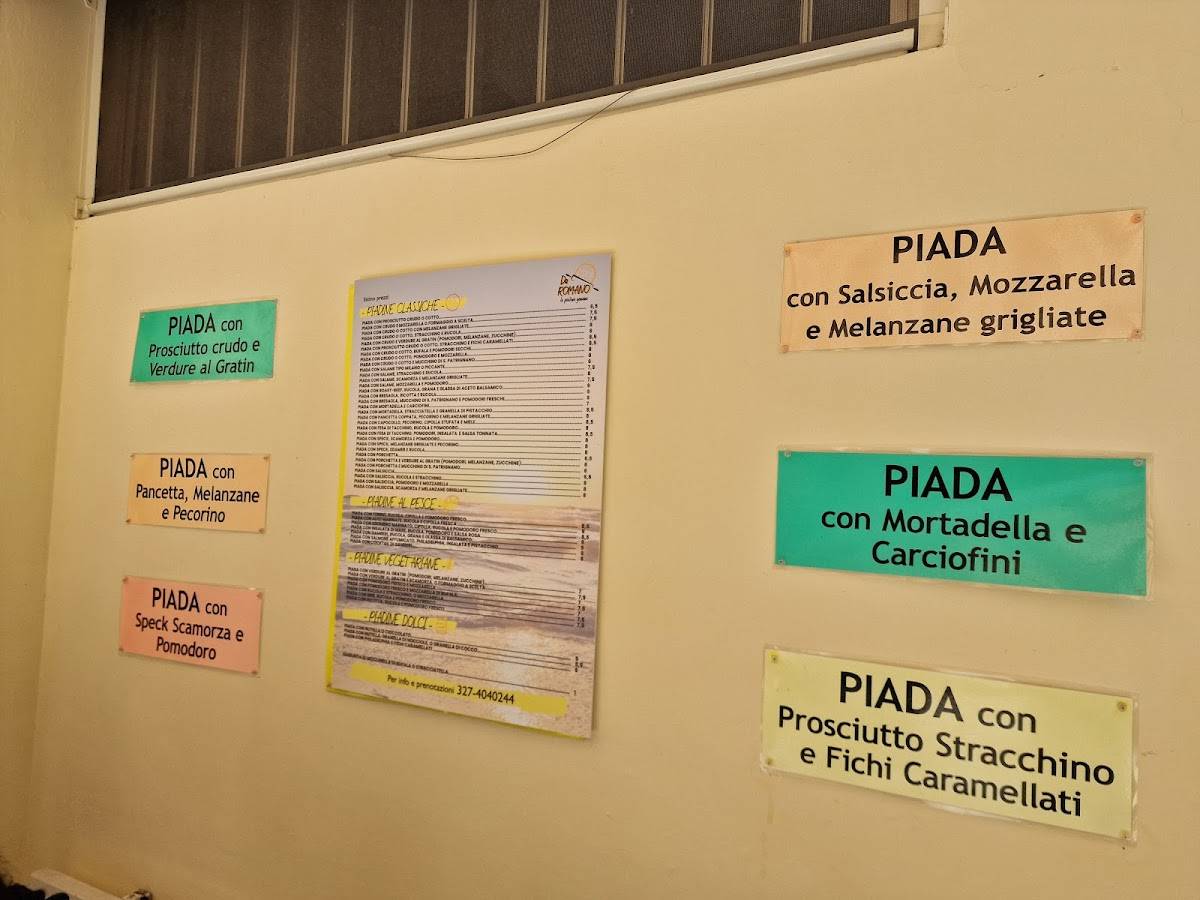 Menu di Piadineria Da Romano 