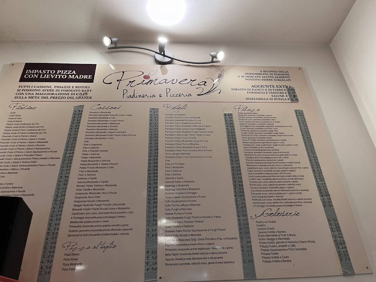 Menu di Piadineria Primavera 