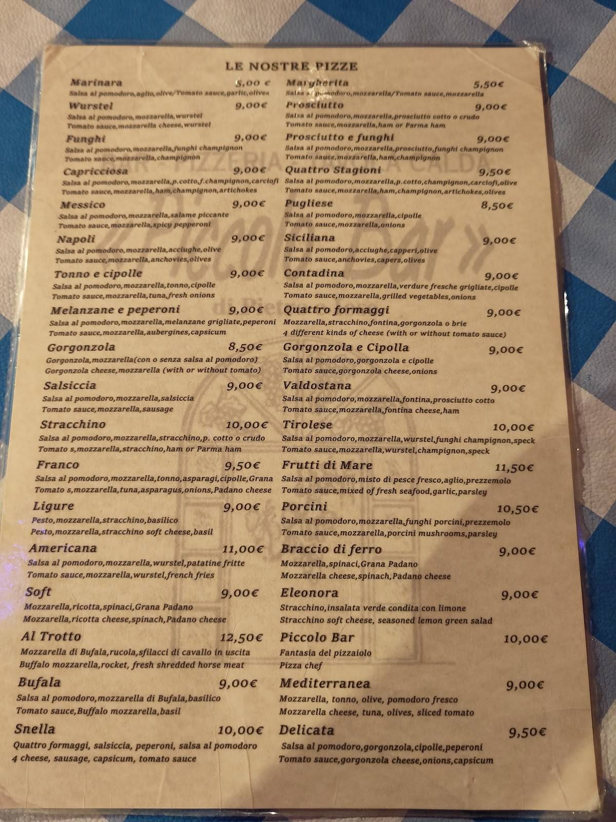 Menu di Piccolo Bar 