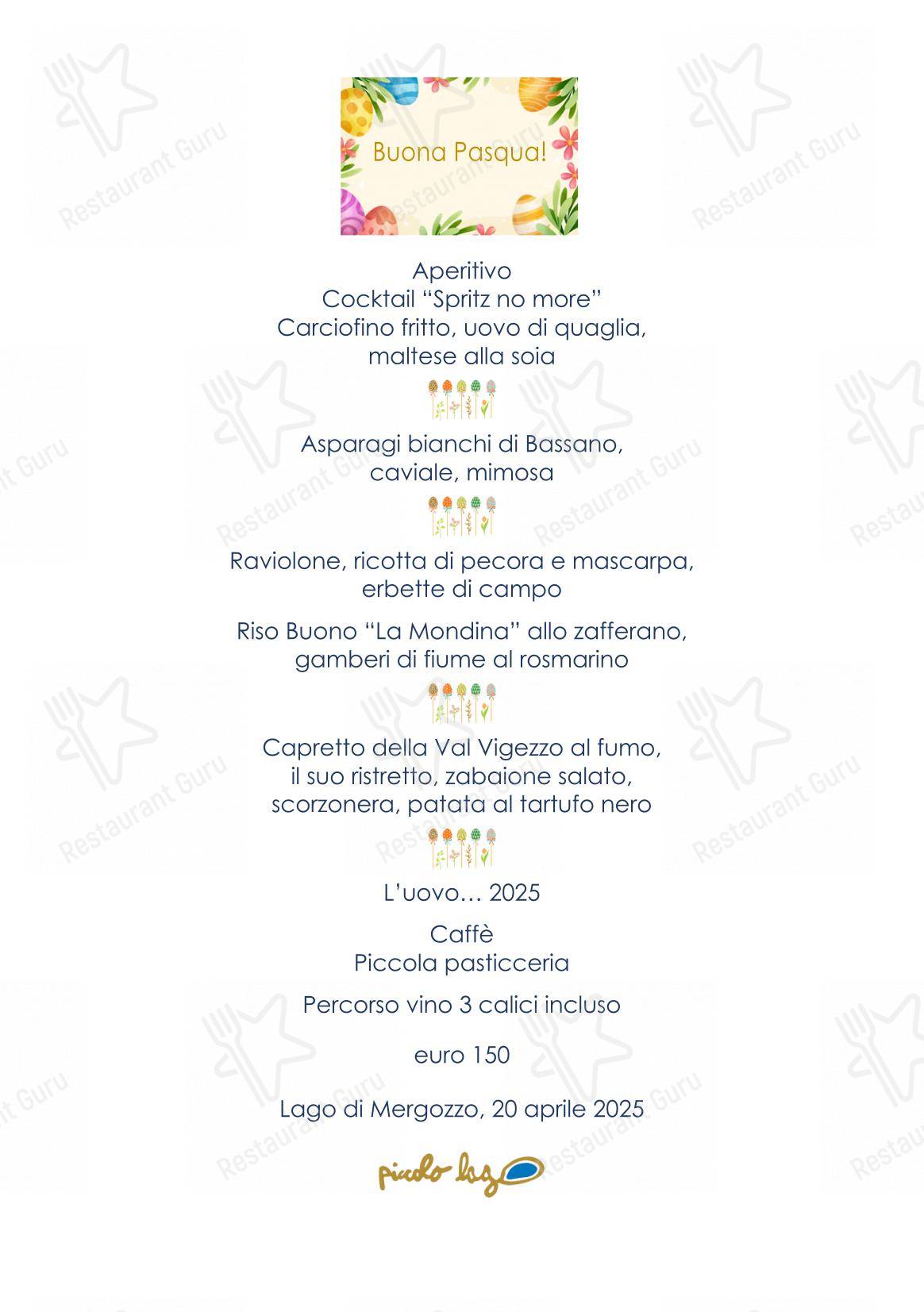 Ristorante Piccolo Lago in Fondotoce - Menu