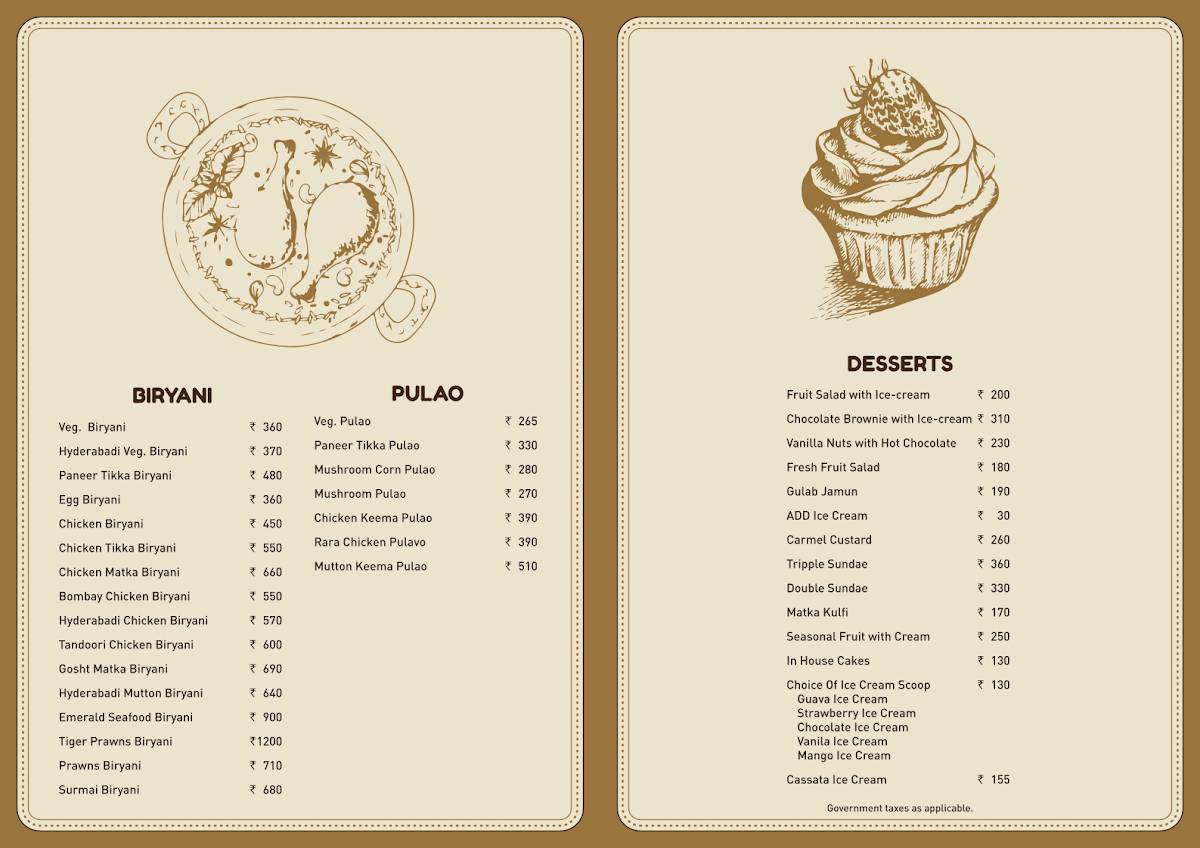 Golden Curry menu
