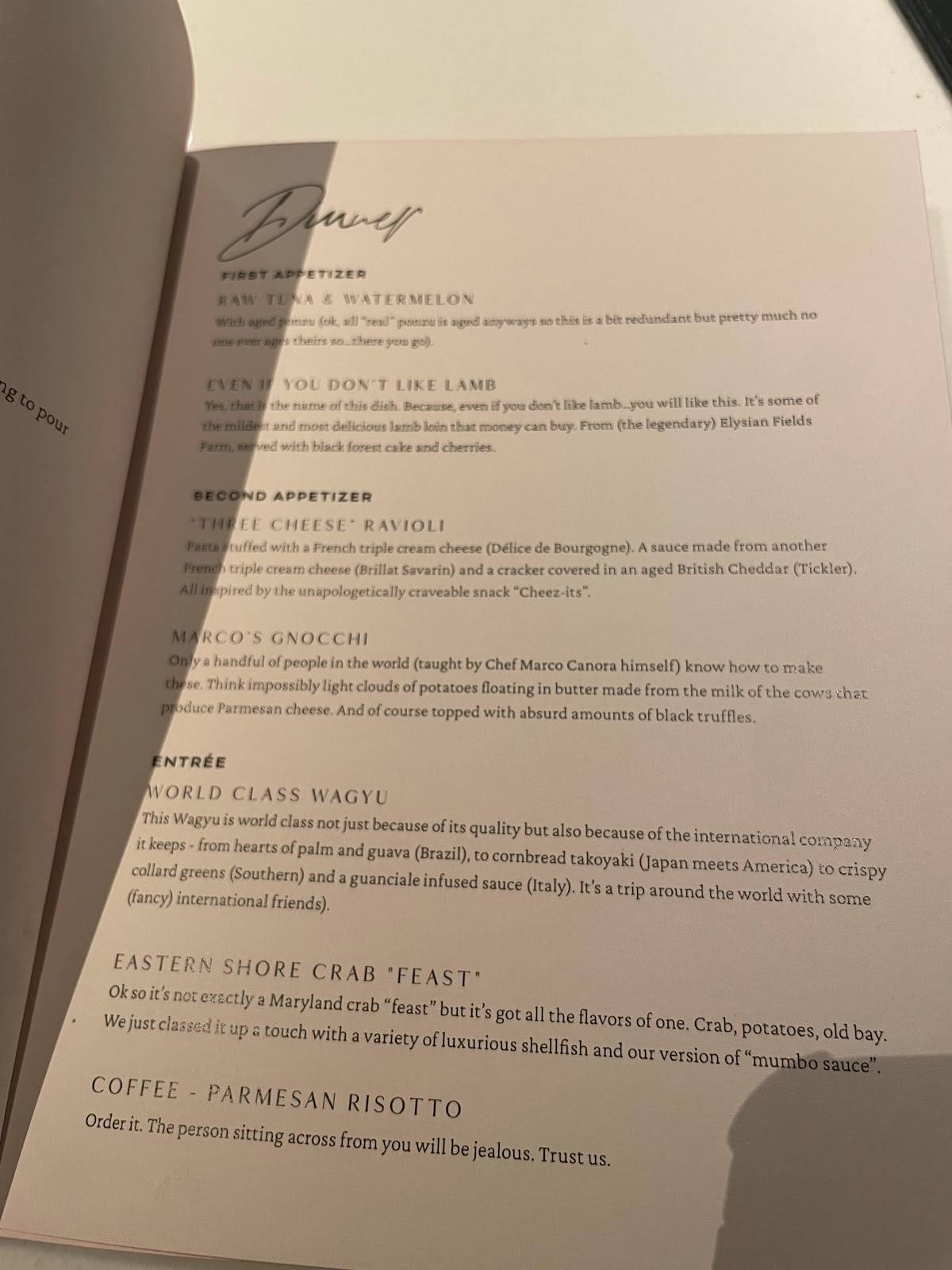 Menu at Pineapple and Pearls restaurant, Washington, 715 8th St SE