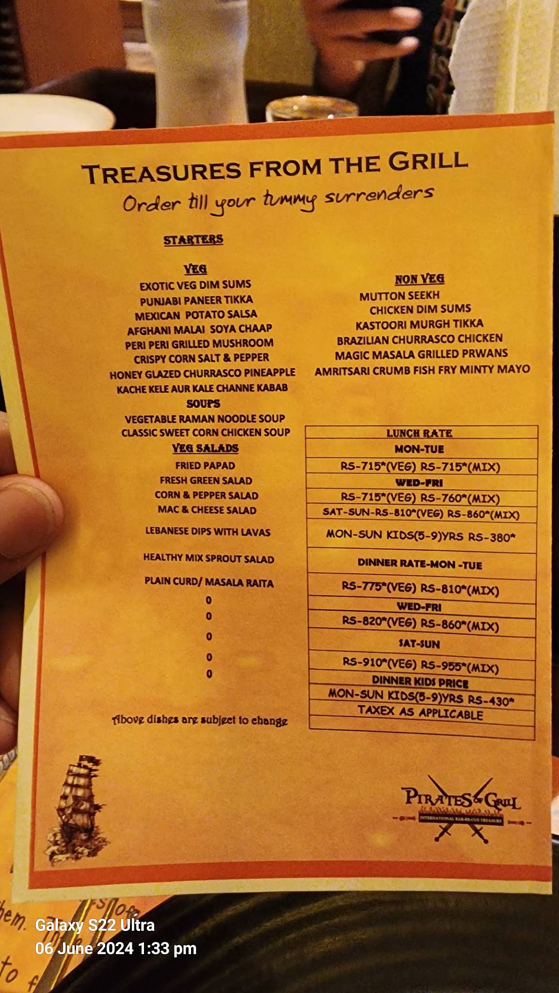 Pirates Of Grill menu