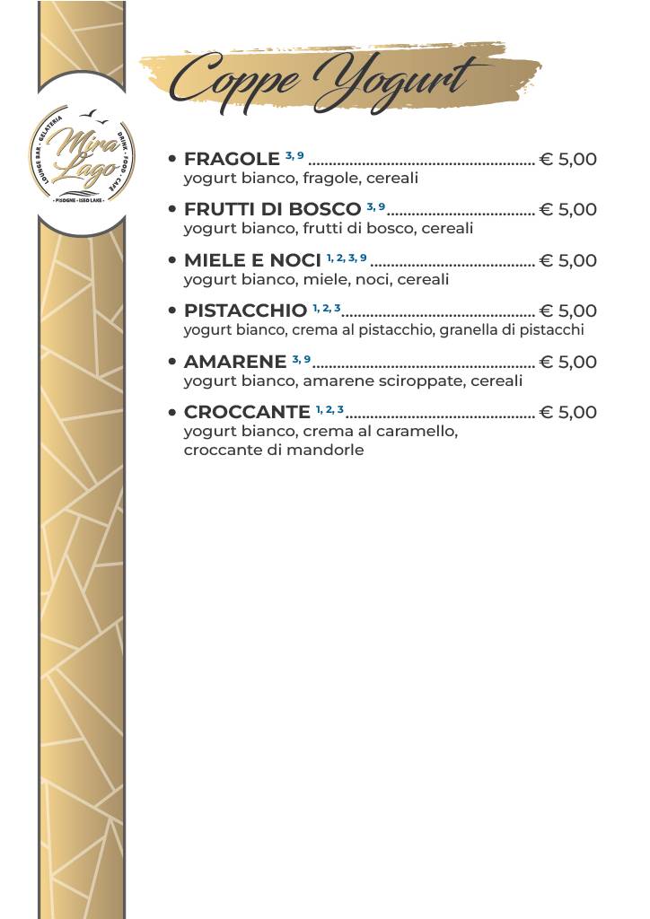 Menu di Bar Miralago Pisogne 