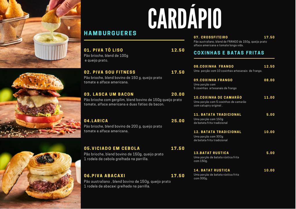 Pivas Grill cardápio