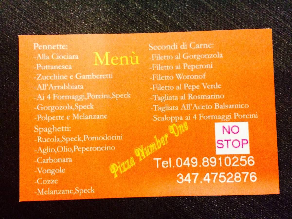 Menu de Pizza Bar Spaghetti Da Mary