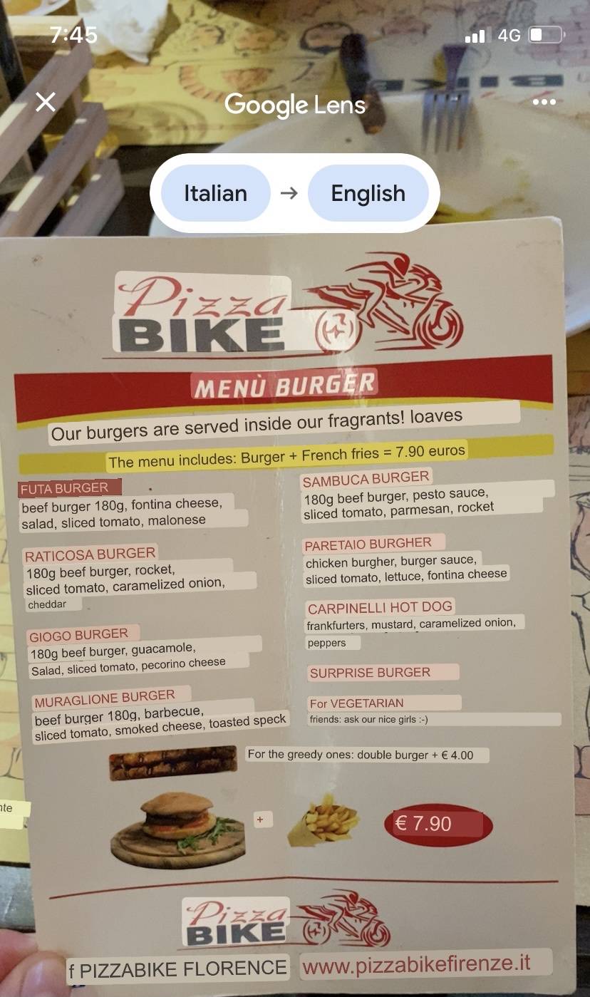 Menu di Pizza Bike Ponte alle Mosse 
