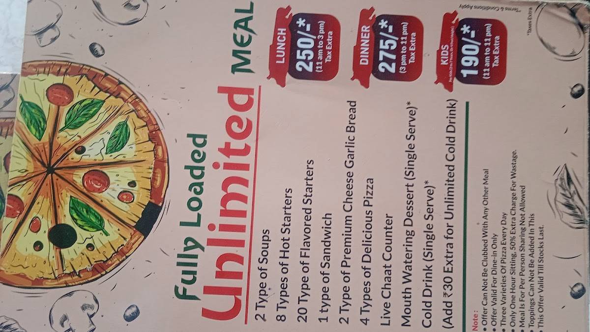 Pizza Burst menu