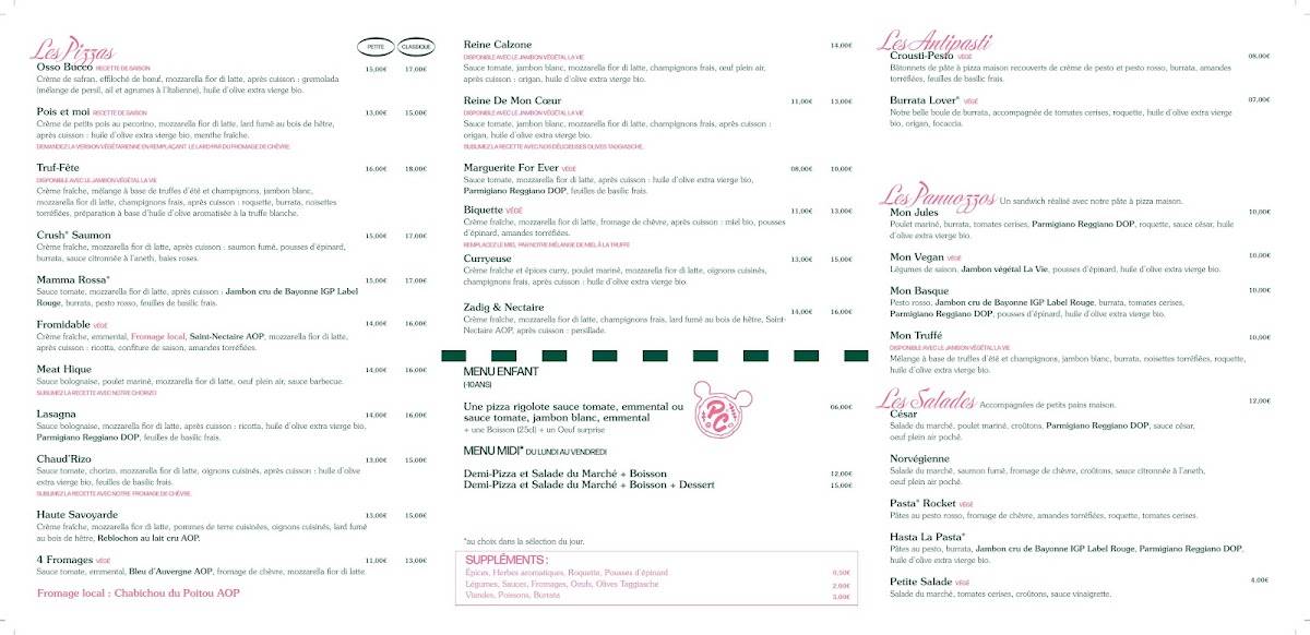 Menu de Pizza Cosy