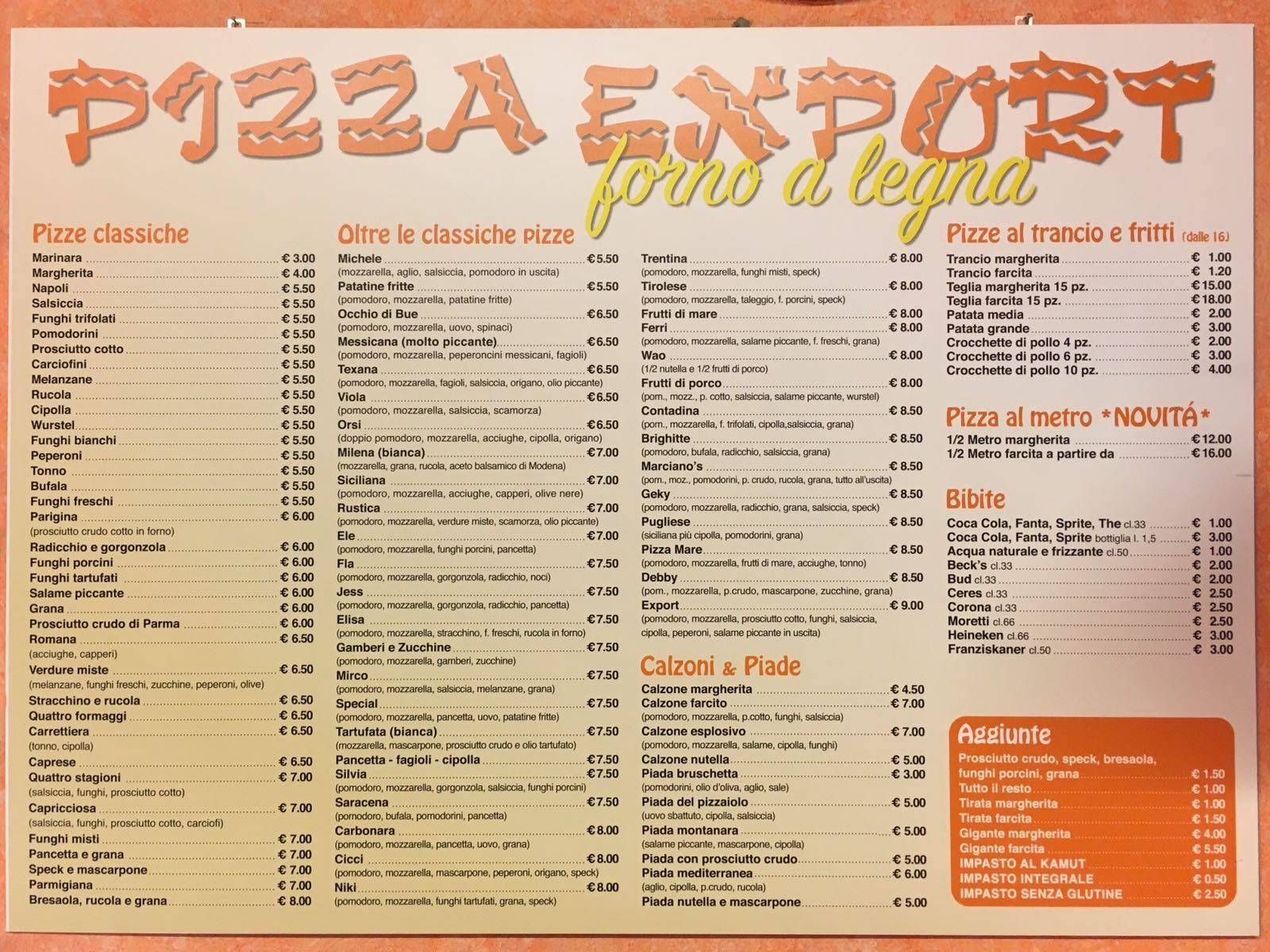 Menu di Pizza Export Da Flavio & Co. 