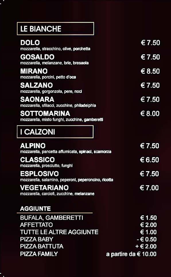 Menu di Pizza Fahrenheit 