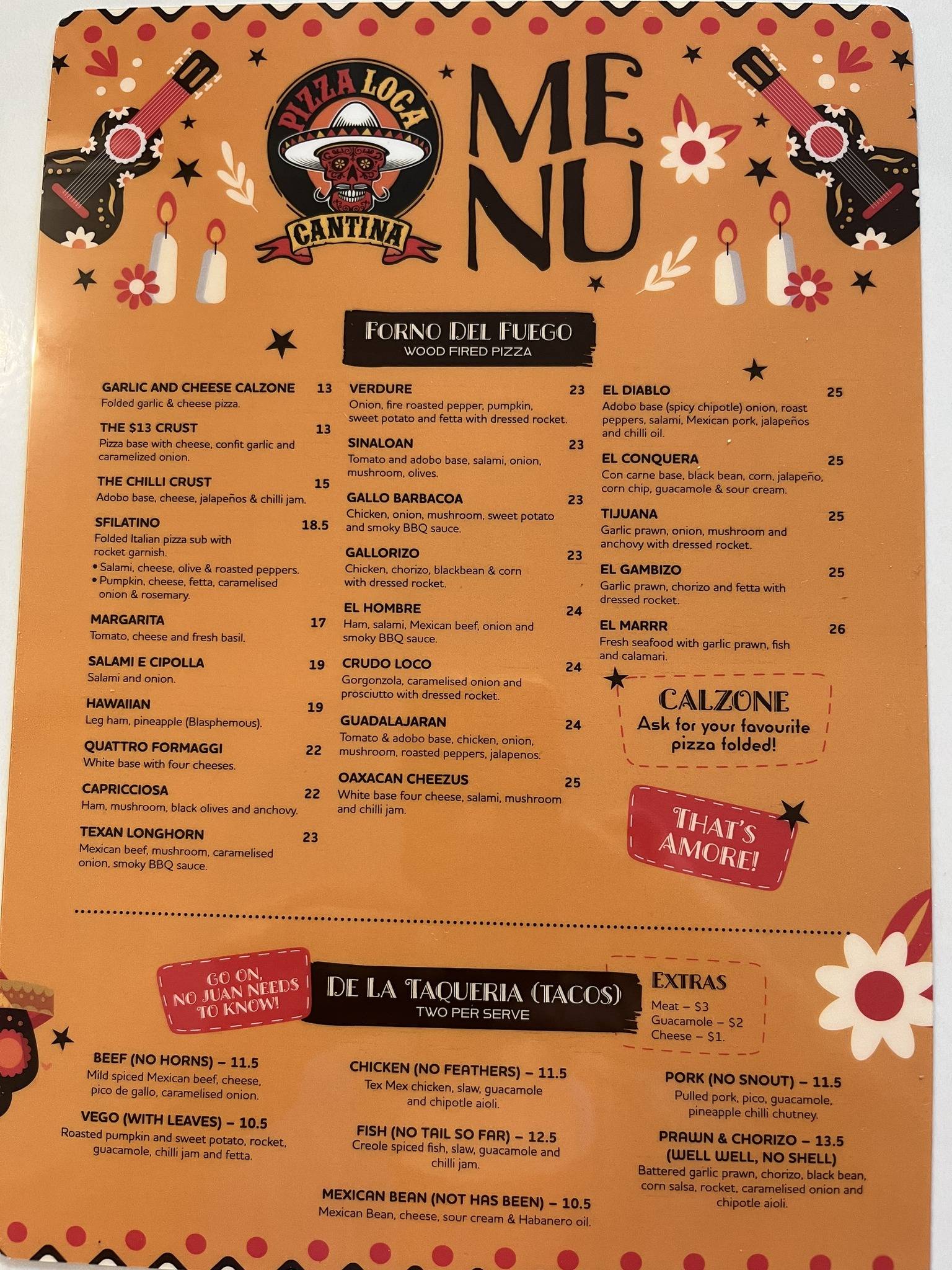 Menu at Pizza Loca Cantina pizzeria, Woree