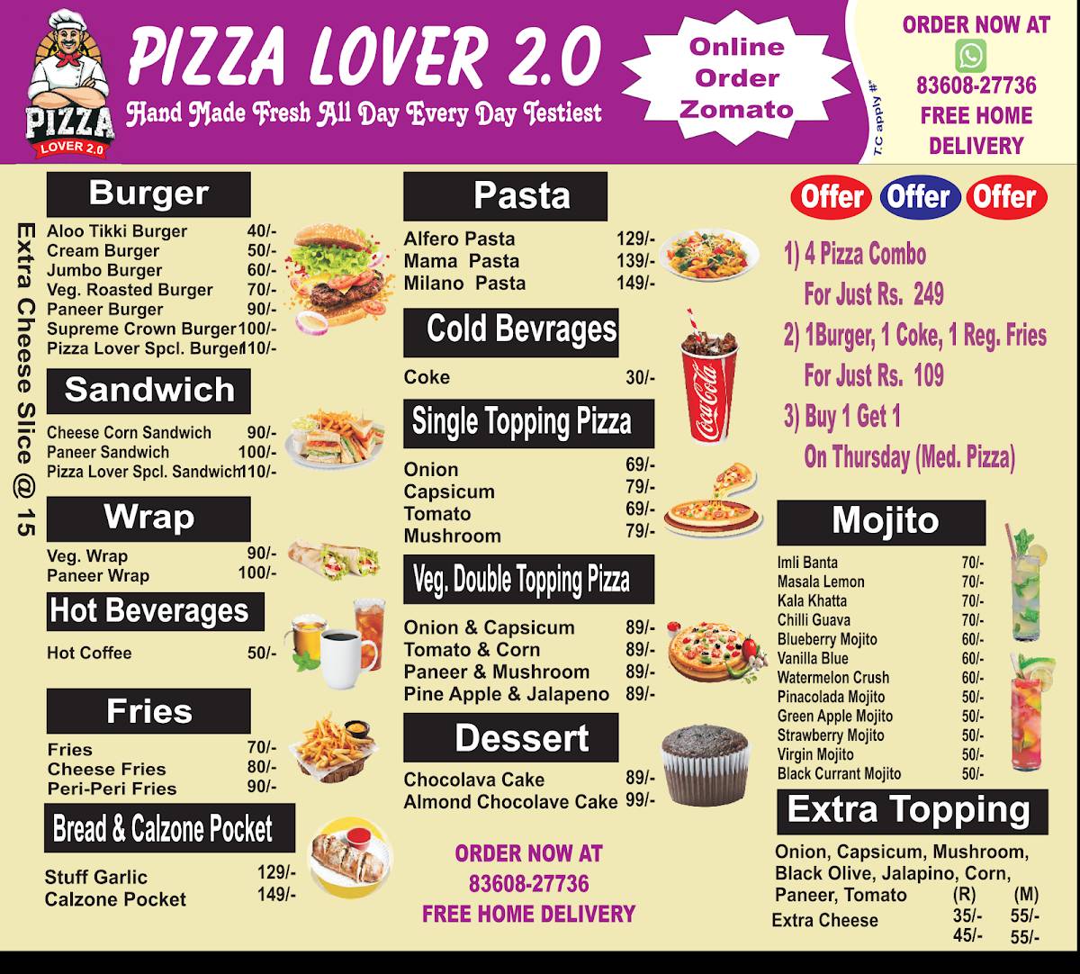 Pizza Lover 2.0 menu