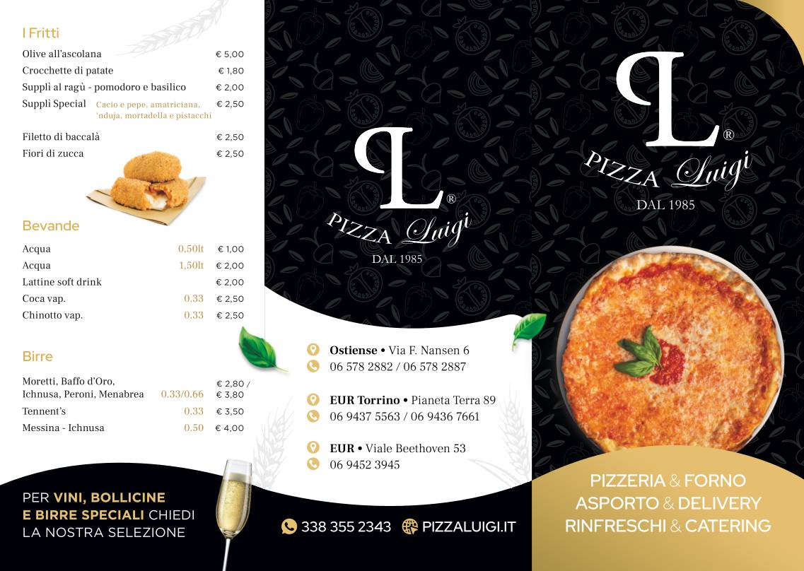 Menu di Pizza Luigi dal 1985 
