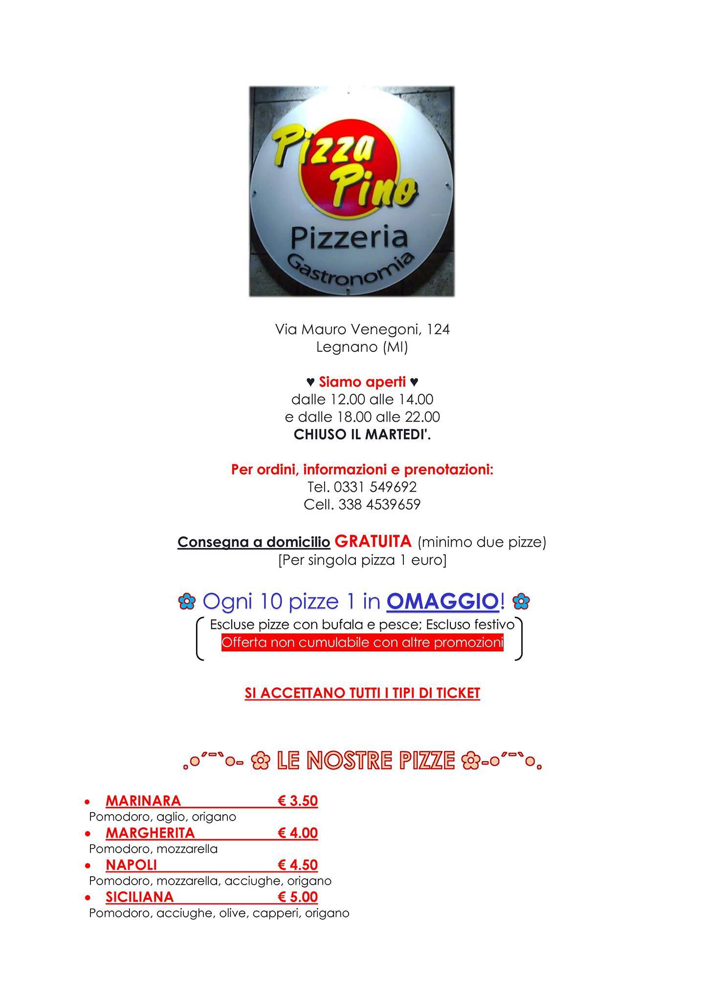 Menu di Pizza Pino 