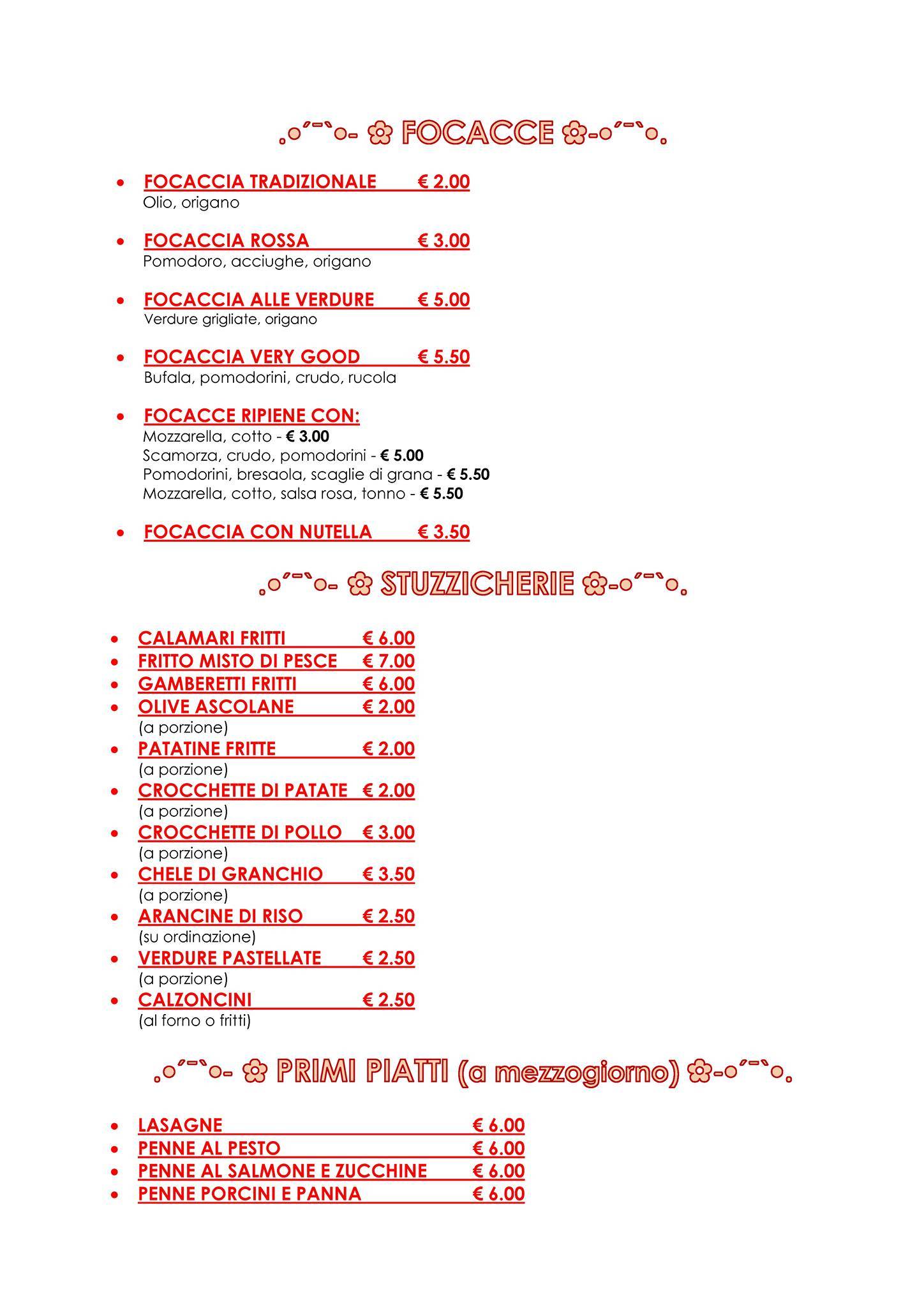 Menu di Pizza Pino 