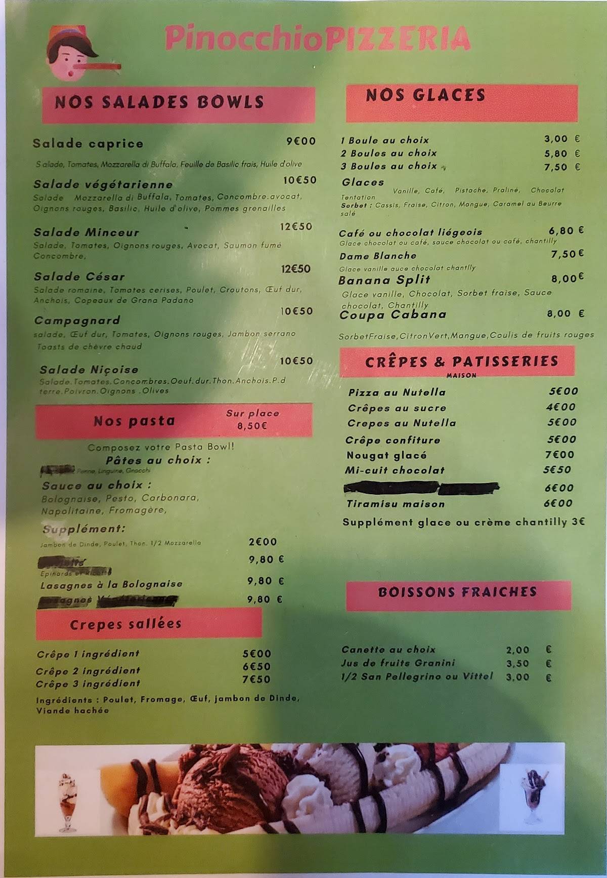 Menu de Pinocchio
