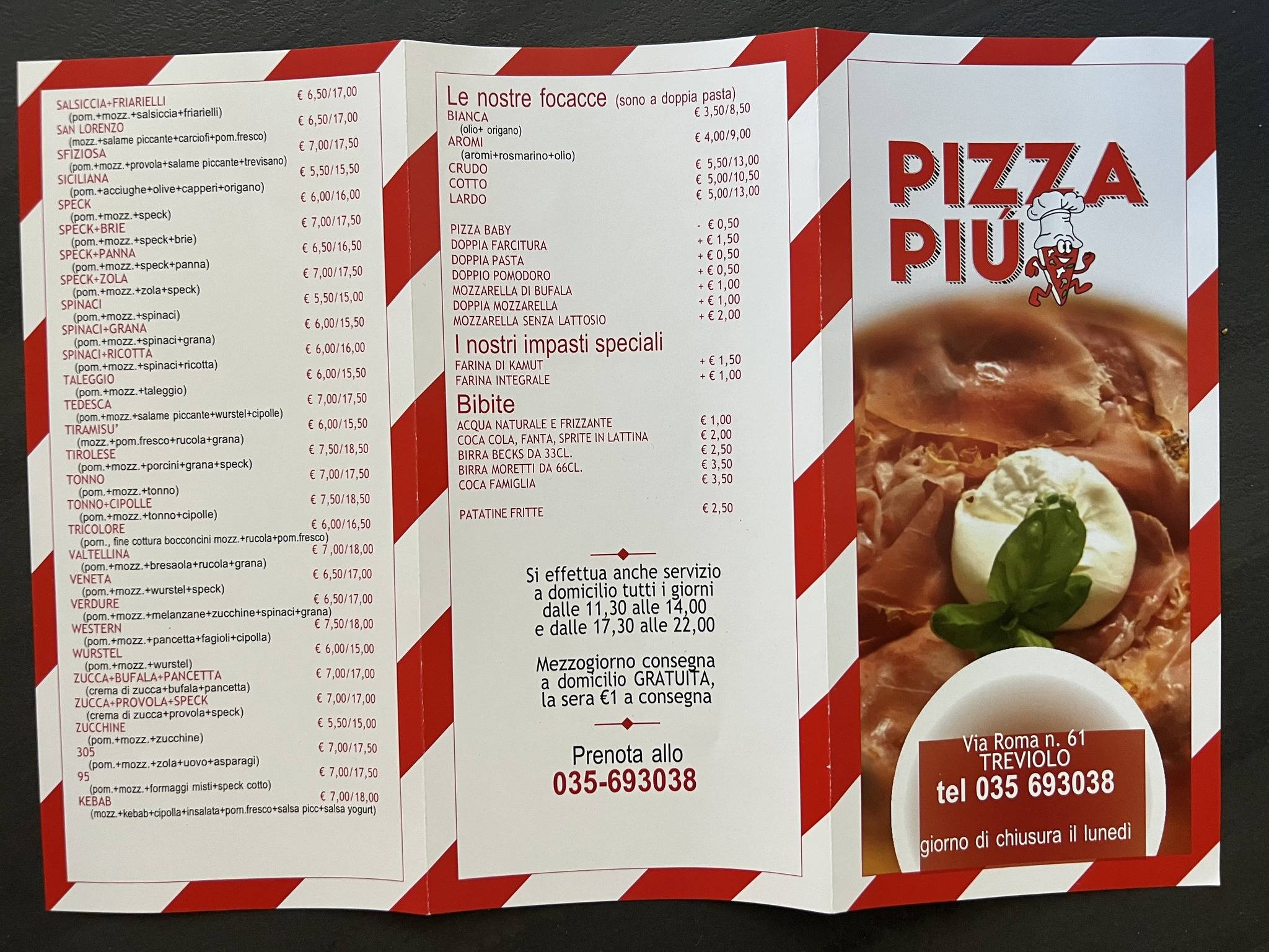 Menu di Pizza Più 