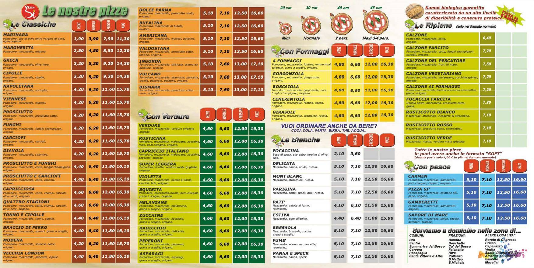 Menu di Pizza Si Bra 