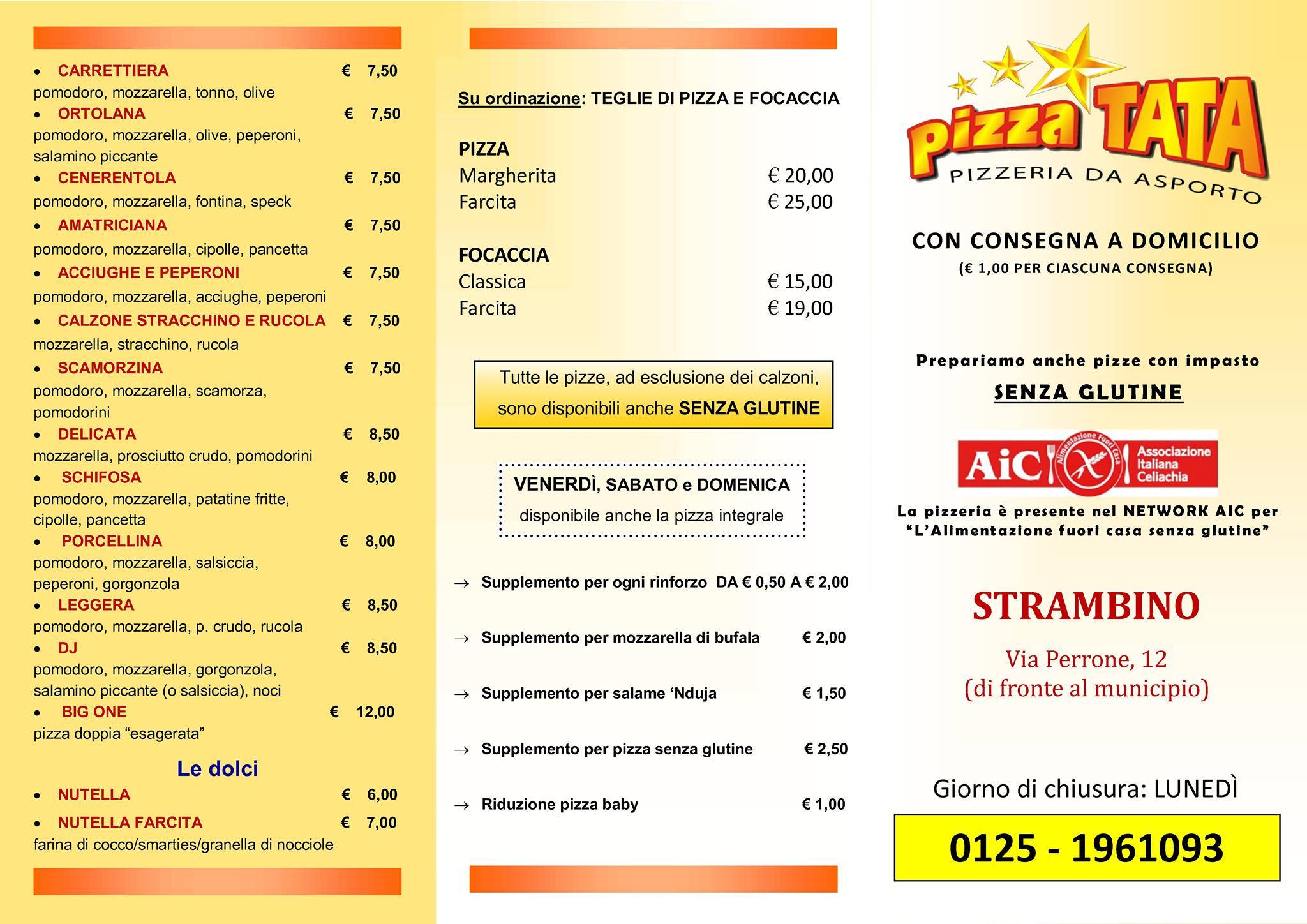 Menu di Pizza Tata 