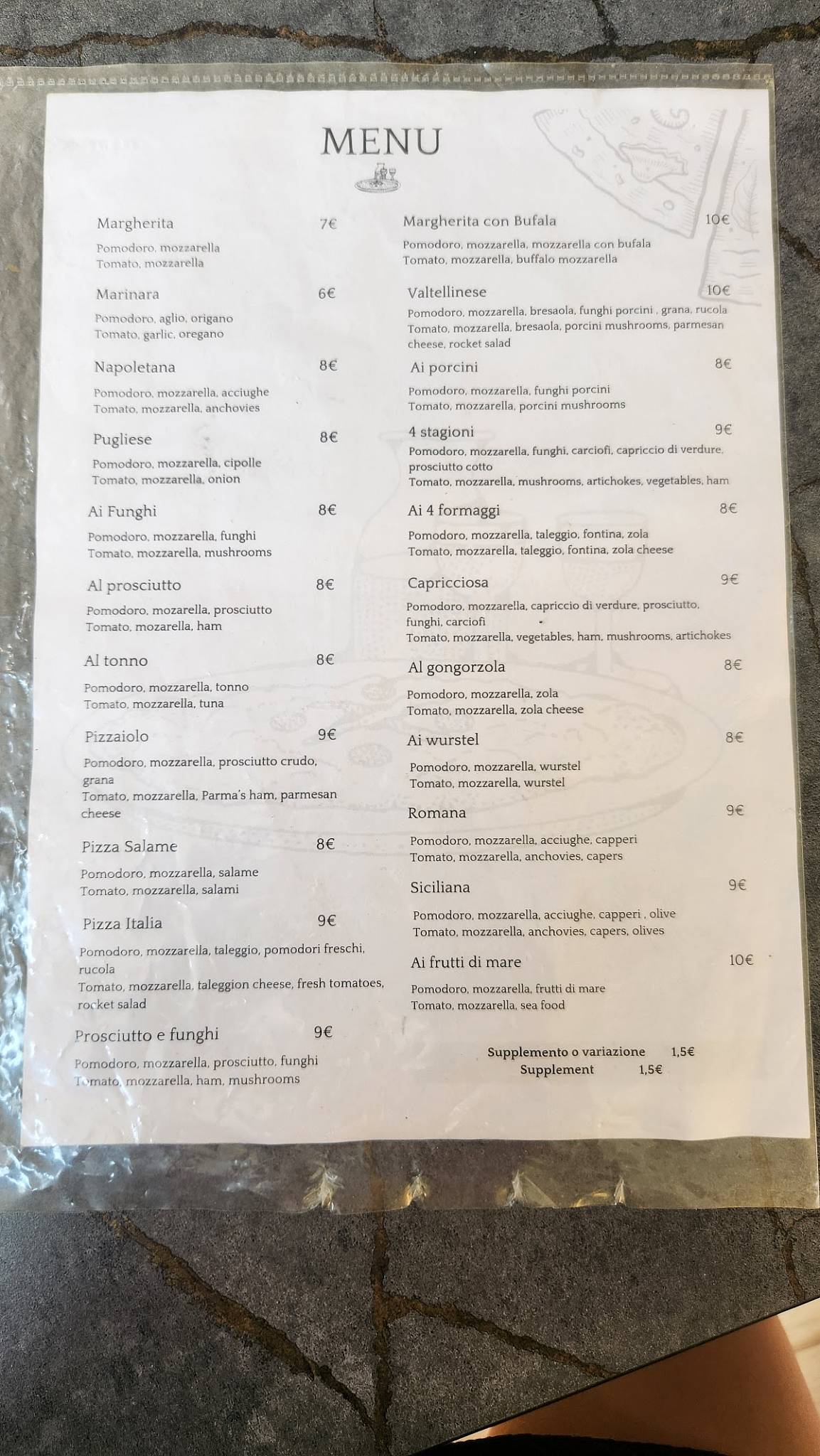 Menu di Pizza euroSnack kebab 
