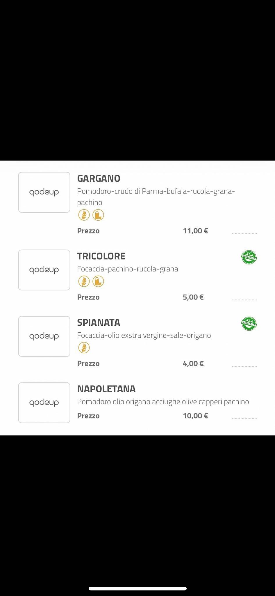 Menu di Pizzarè 