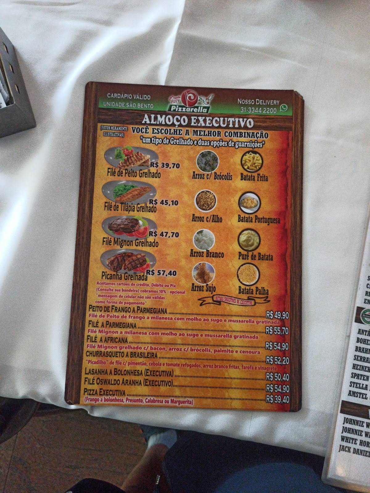 Pizzarella São Bento cardápio
