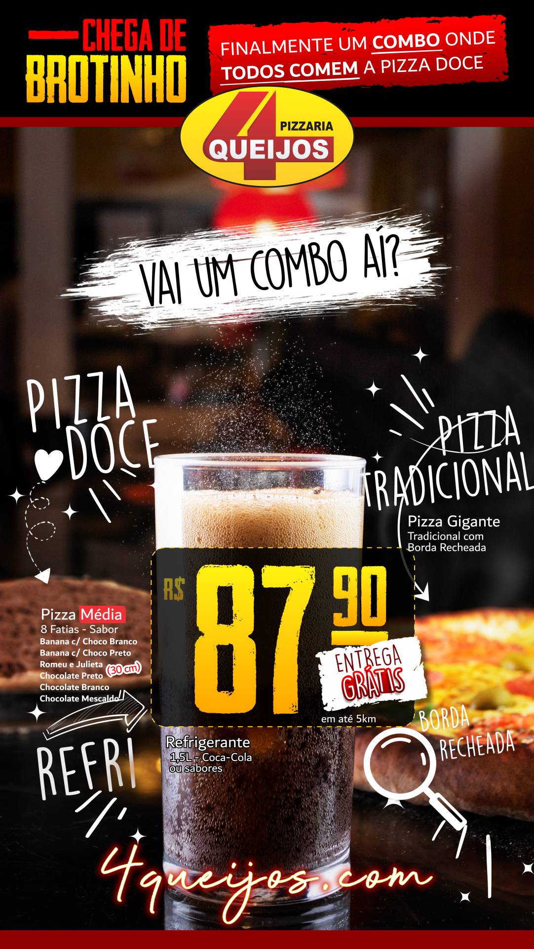 Pizzaria 4 Queijos Palhoça cardápio