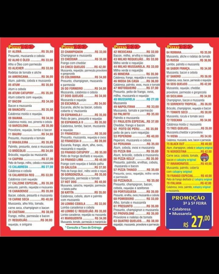 Pizzaria Andrade cardápio