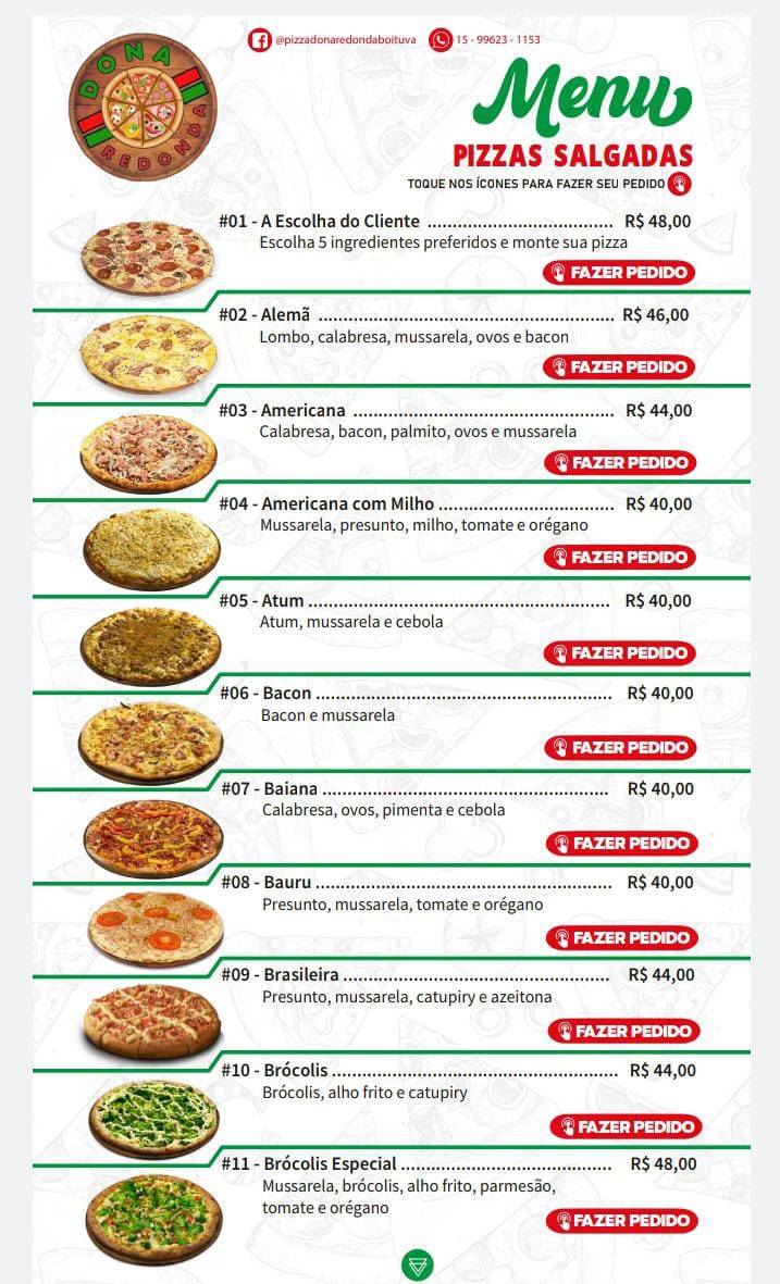 Pizzaria Dona Redonda Boituva cardápio