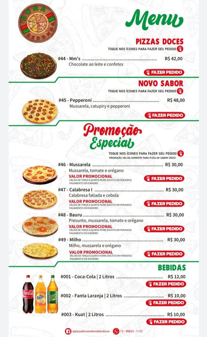Pizzaria Dona Redonda Boituva cardápio