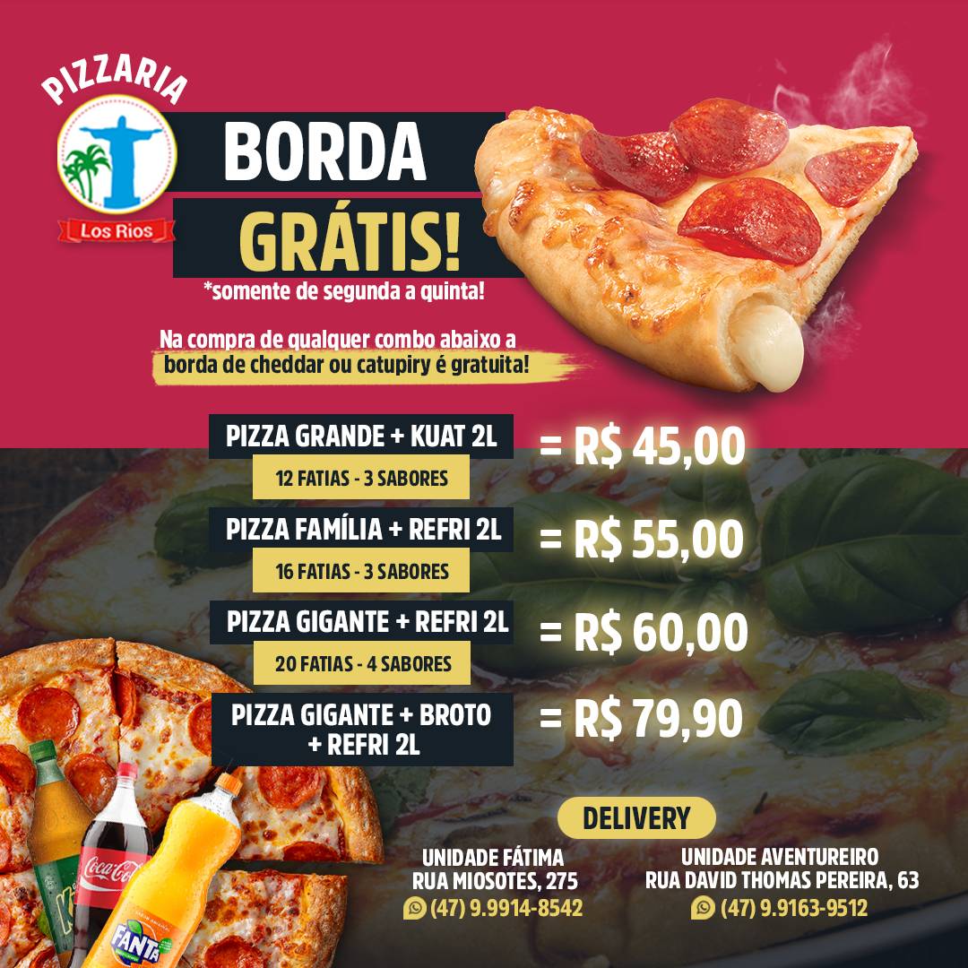 Pizzaria Los Rios - Fátima cardápio