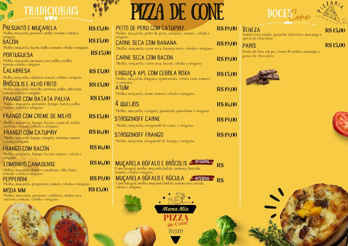 Pizzaria Mama Mia Pizza de Cone cardápio