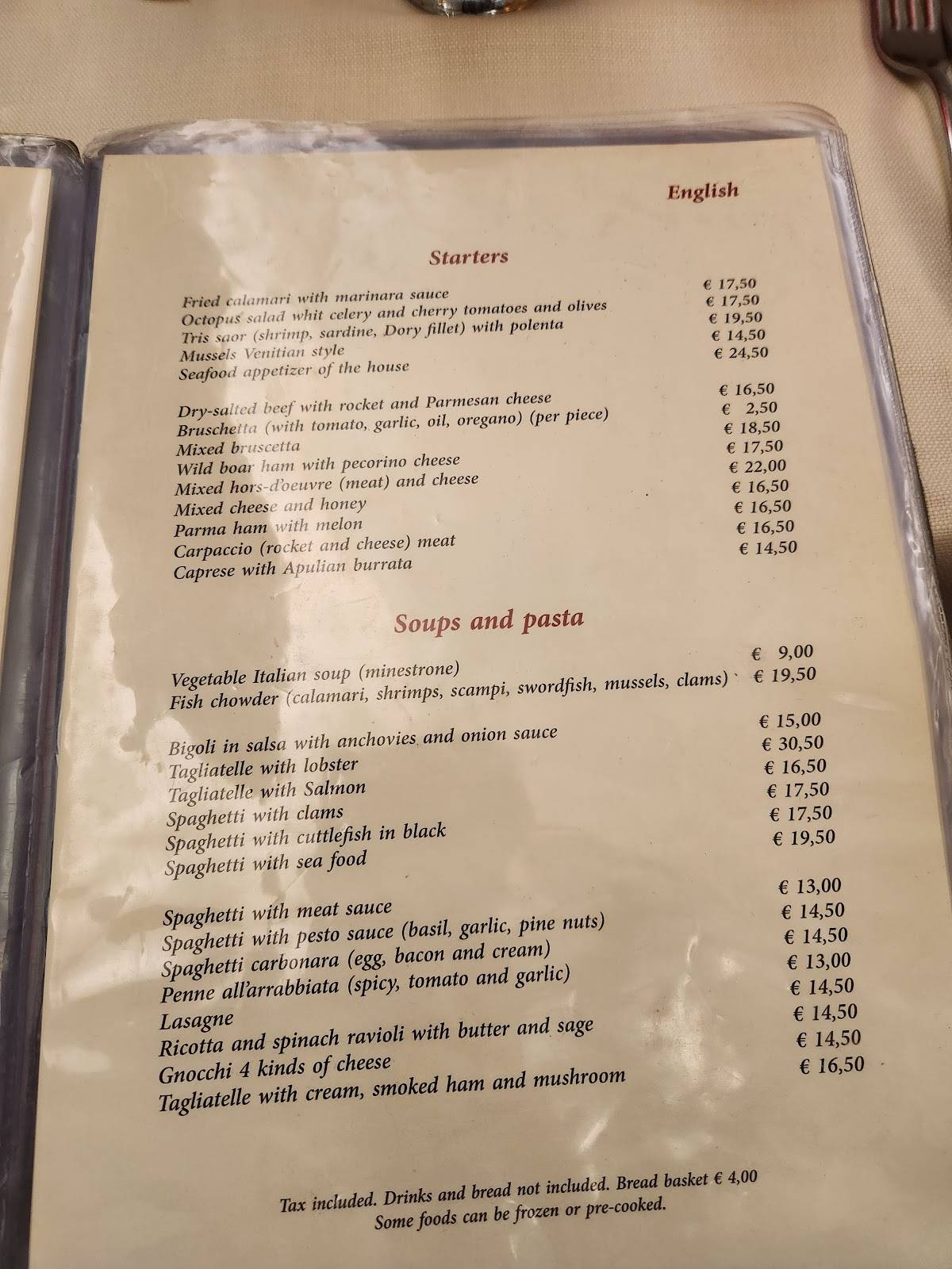 Menu di Al Chianti 