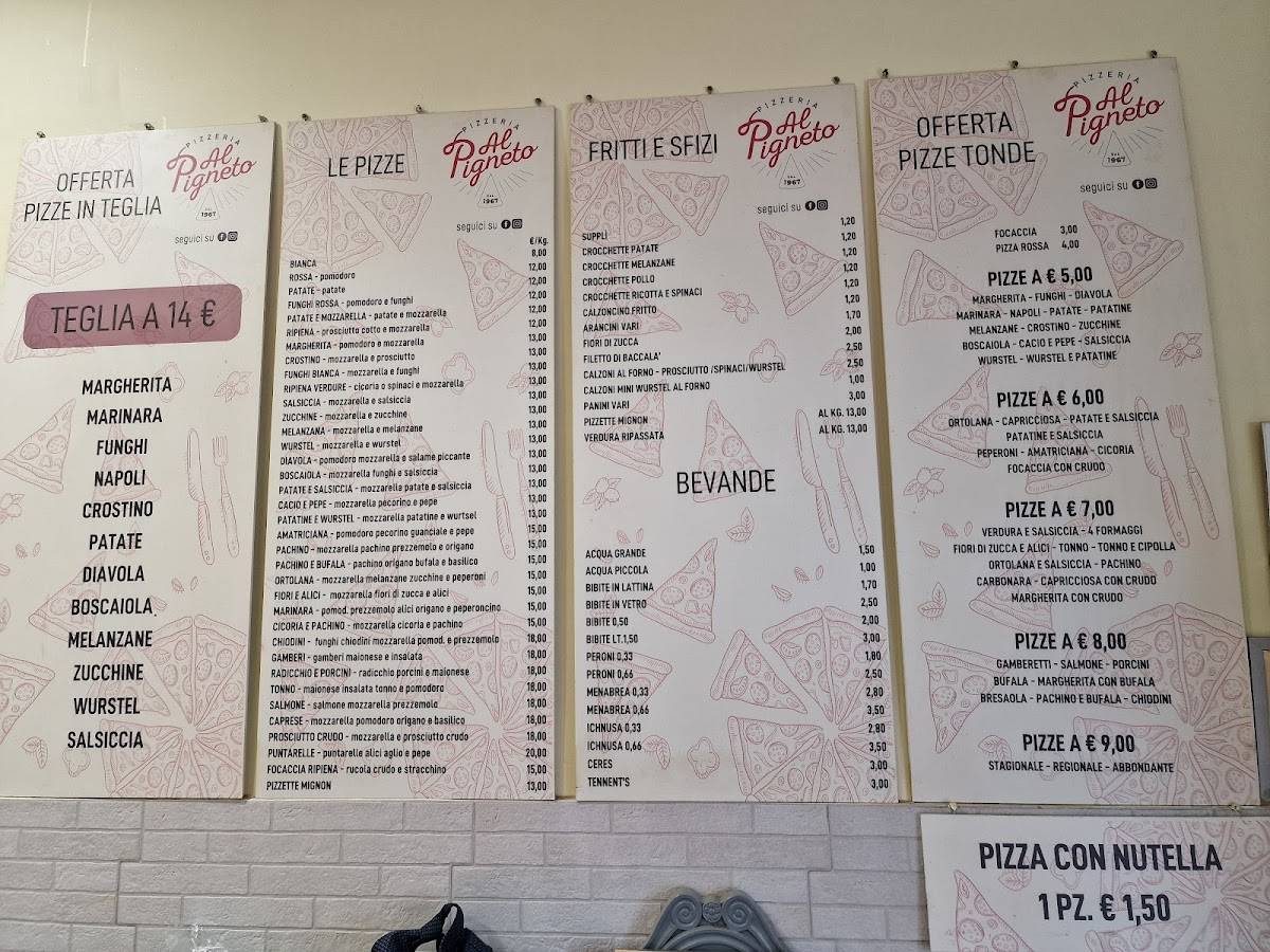 Menu di Pizzeria Al Pigneto 