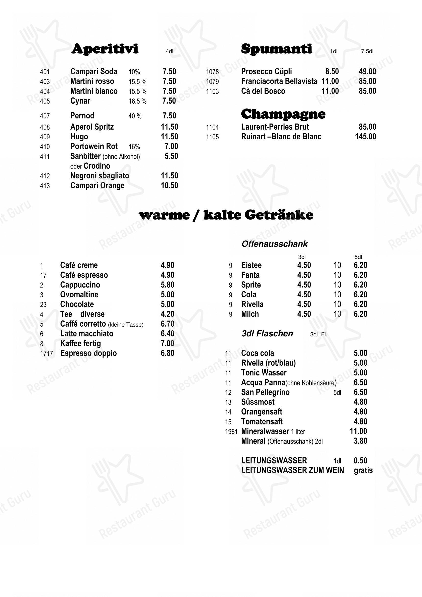 Menu di Pizzeria Bacco - Menu