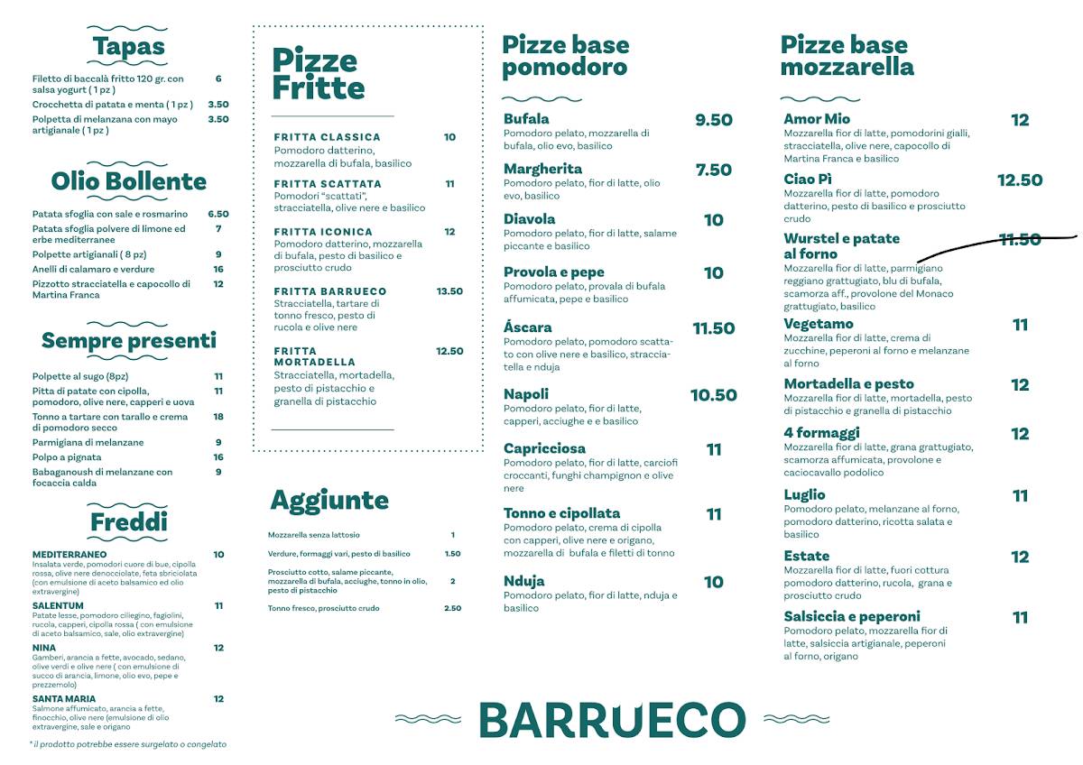 Menu di Barrueco 