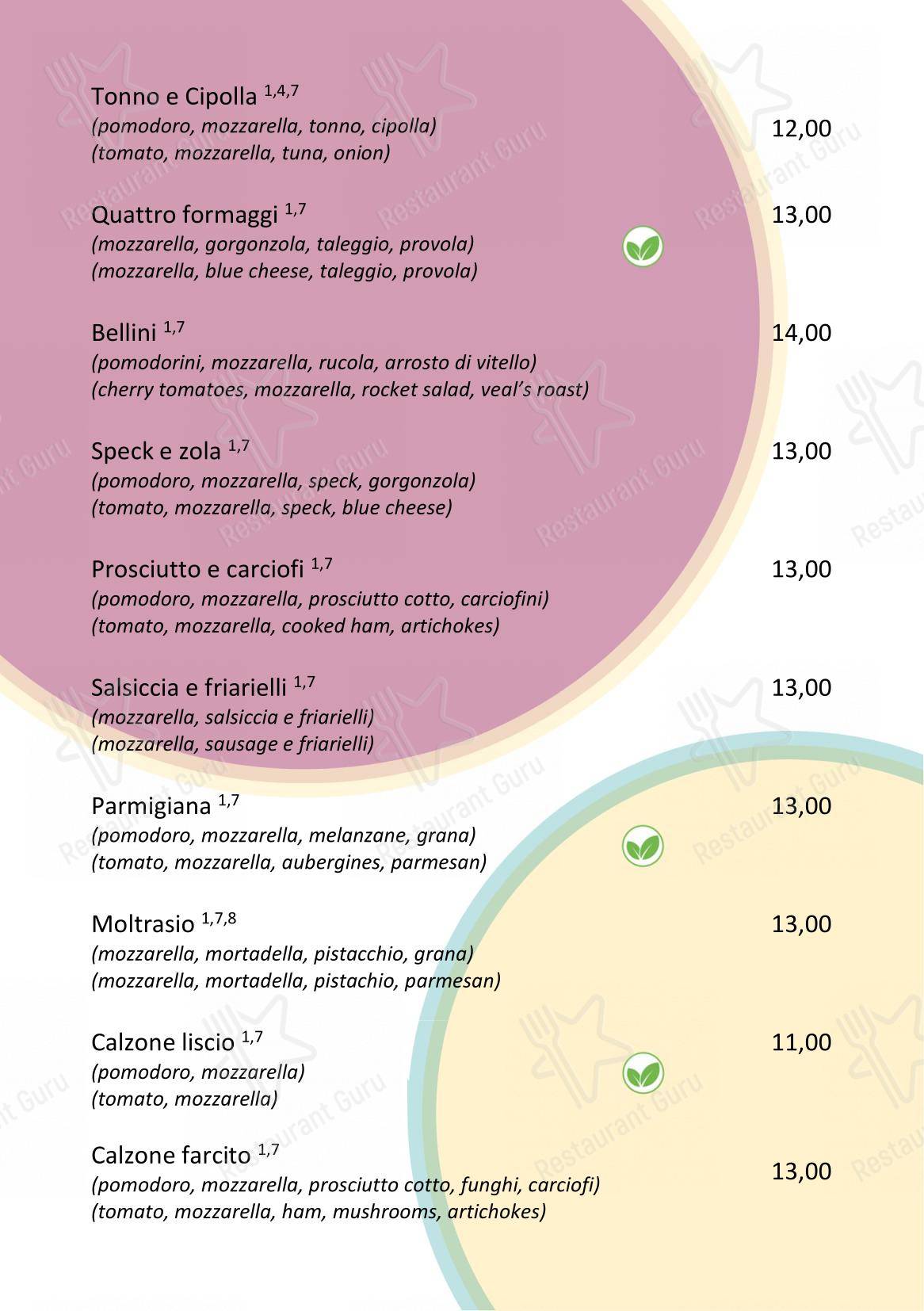 Menu bar per Cafe Bellini caffè bar