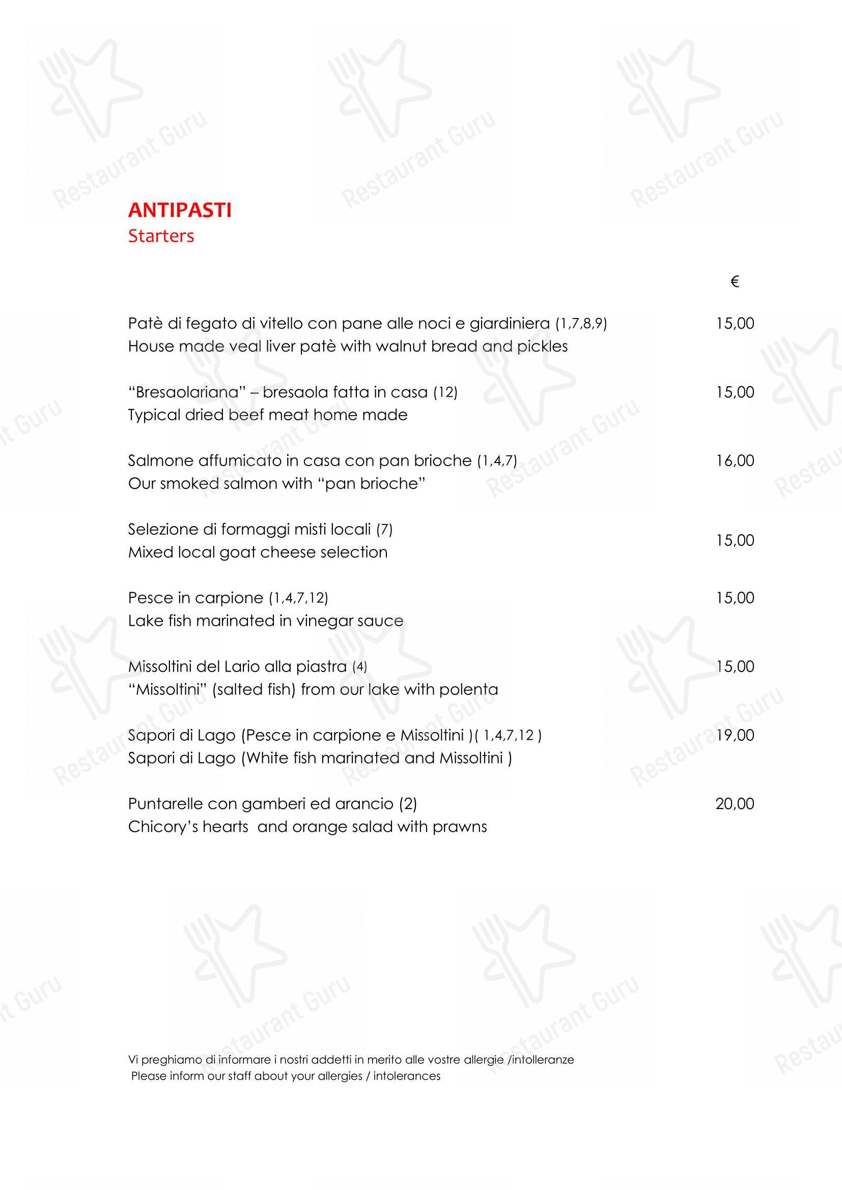 Menu per Cafe Bellini in Moltrasio