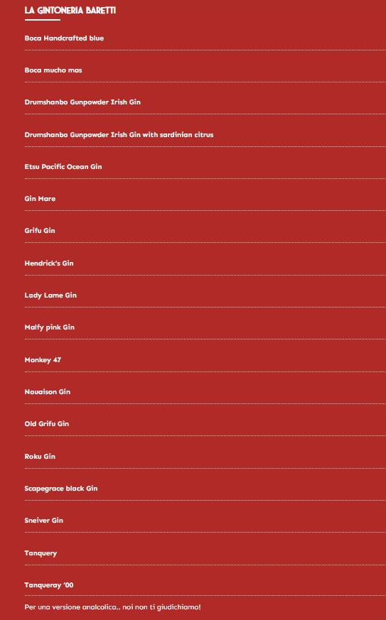 Menu di Bottega Baretti 